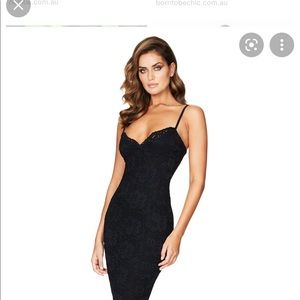 Nookie medium black lace mini dress